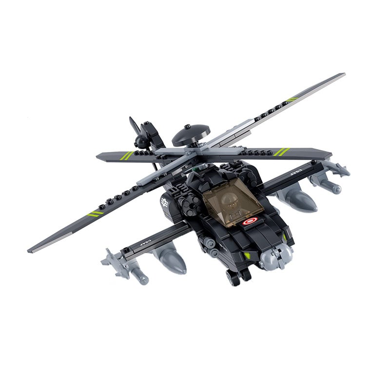 Sluban Military Blocks Army Bricks Toy - Ah-64 Apache Helicopter,293 pieces - Image 2